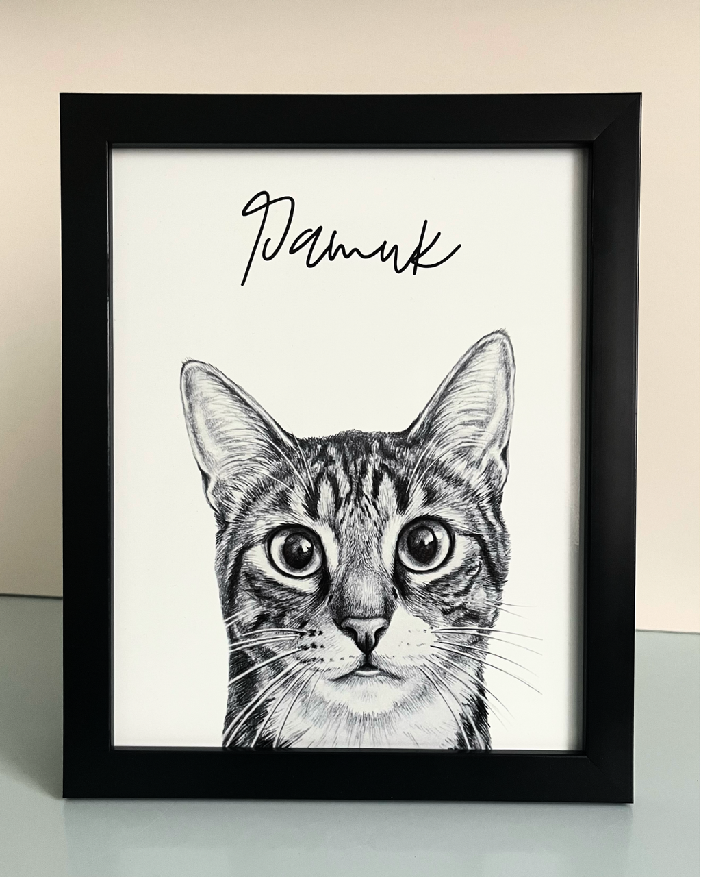 Kişiye Özel "Kara Kalem" Temalı Evcil Hayvan Tasarımlı Tablo