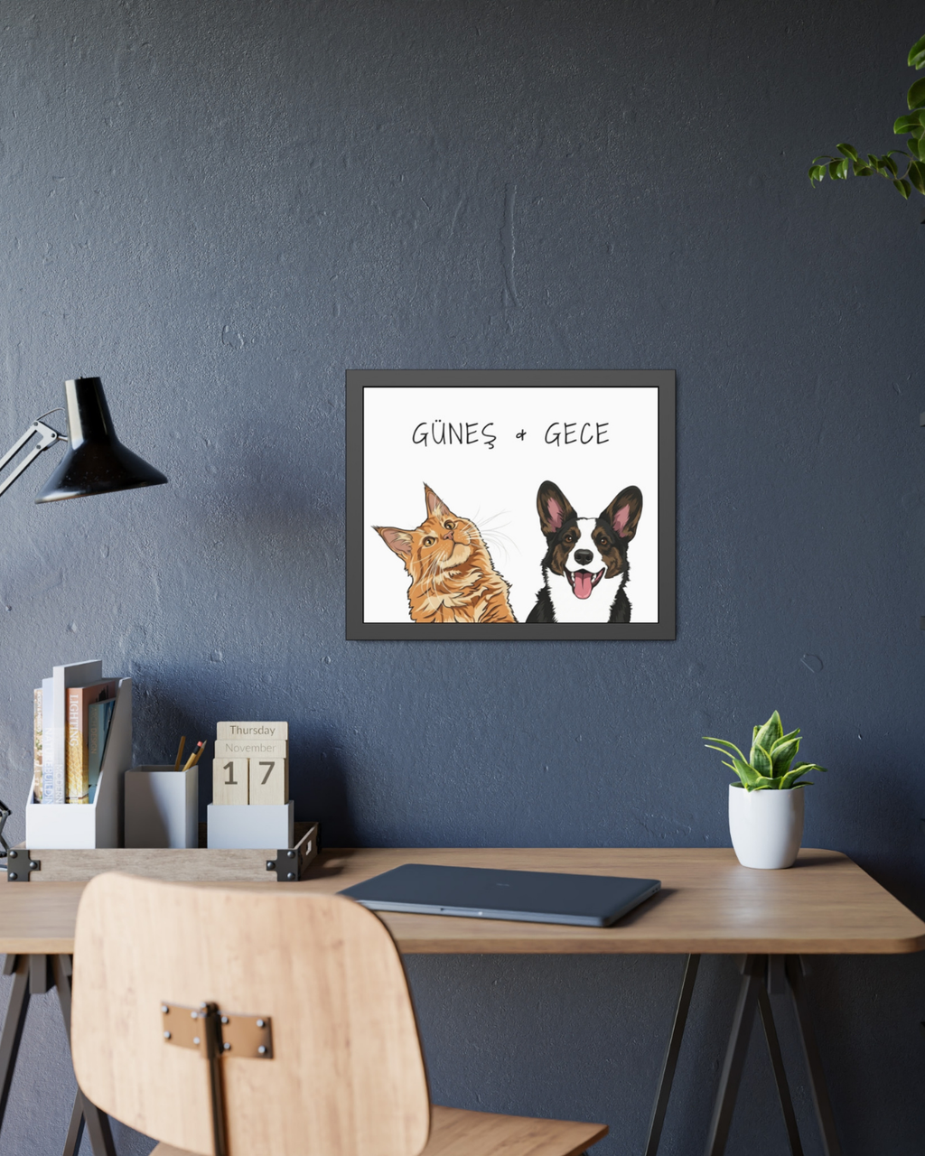 Kişiye Özel "Illustrated Art" Temalı Evcil Hayvan Tasarımlı Tablo