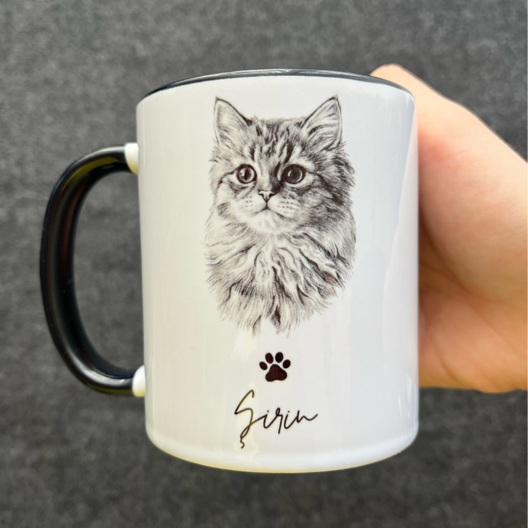 Kişiye Özel "Kara Kalem" Temalı Evcil Hayvan Tasarımlı Kupa