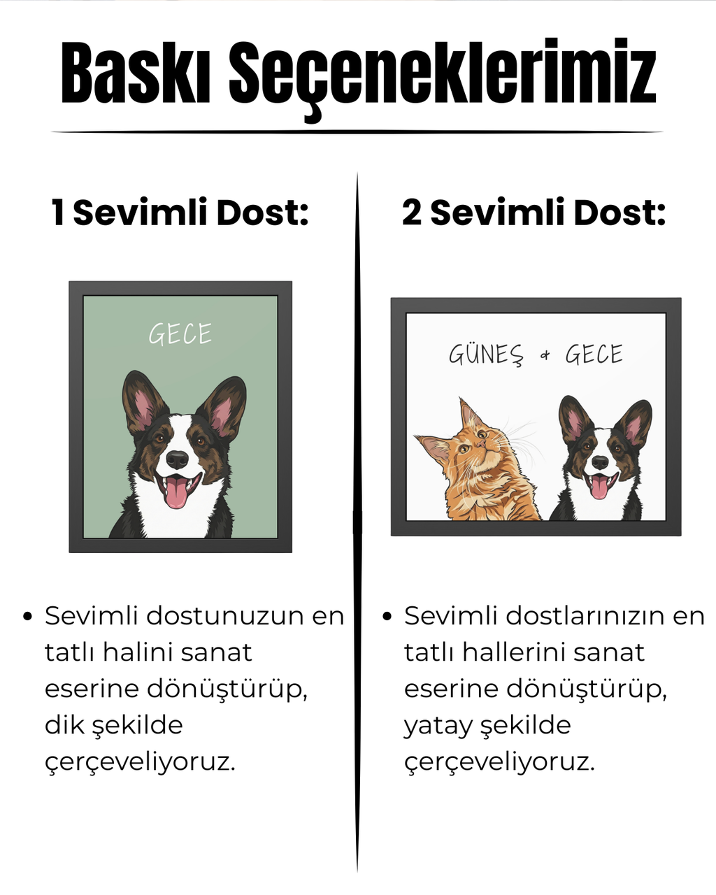 Kişiye Özel "Illustrated Art" Temalı Evcil Hayvan Tasarımlı Tablo