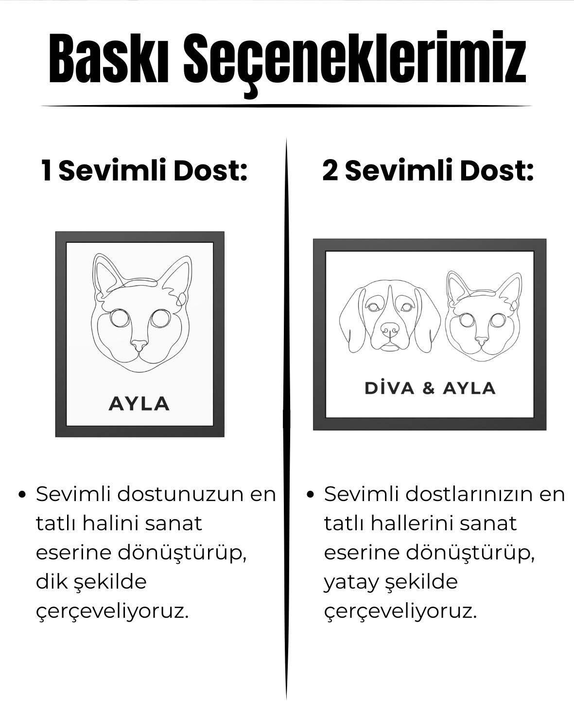 Kişiye Özel "Line Art" Temalı Evcil Hayvan Tasarımlı Tablo