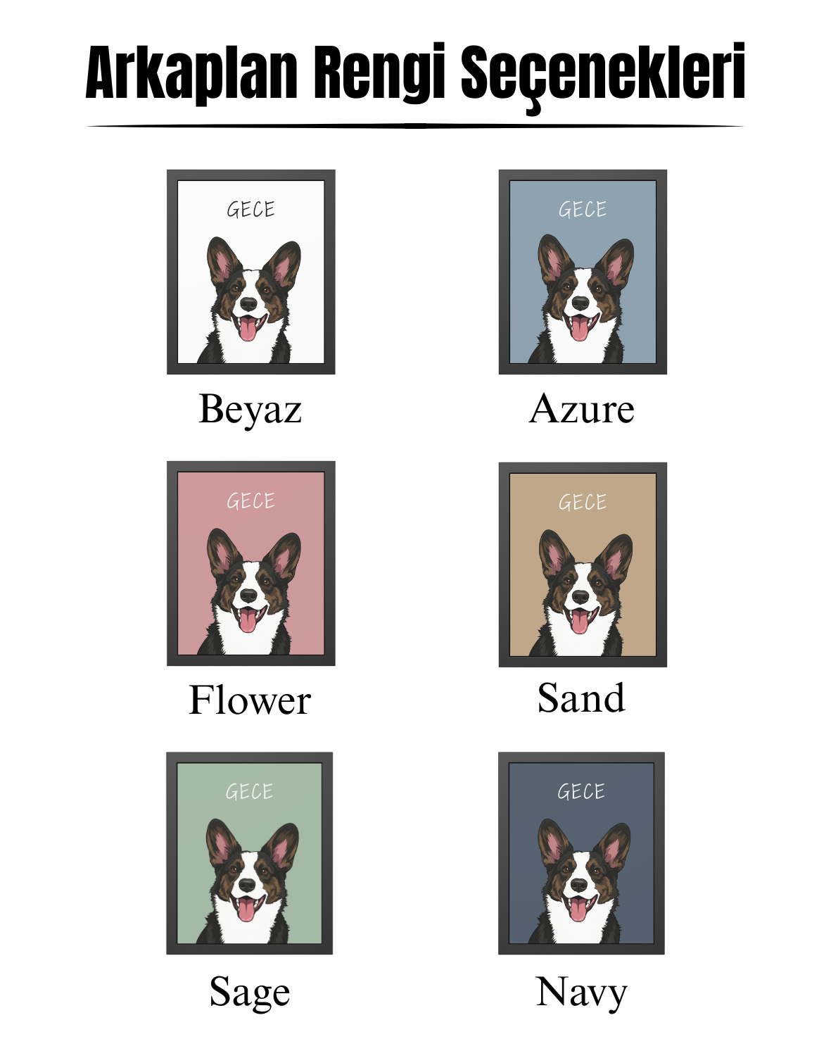 Kişiye Özel "Illustrated Art" Temalı Evcil Hayvan Tasarımlı Tablo