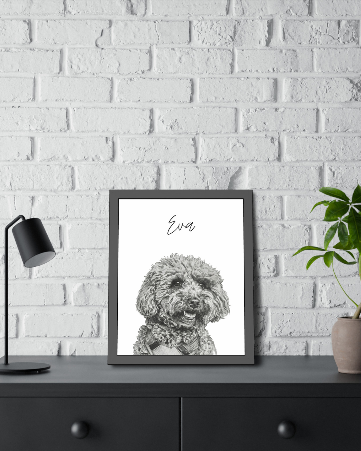 Kişiye Özel "Kara Kalem" Temalı Evcil Hayvan Tasarımlı Tablo