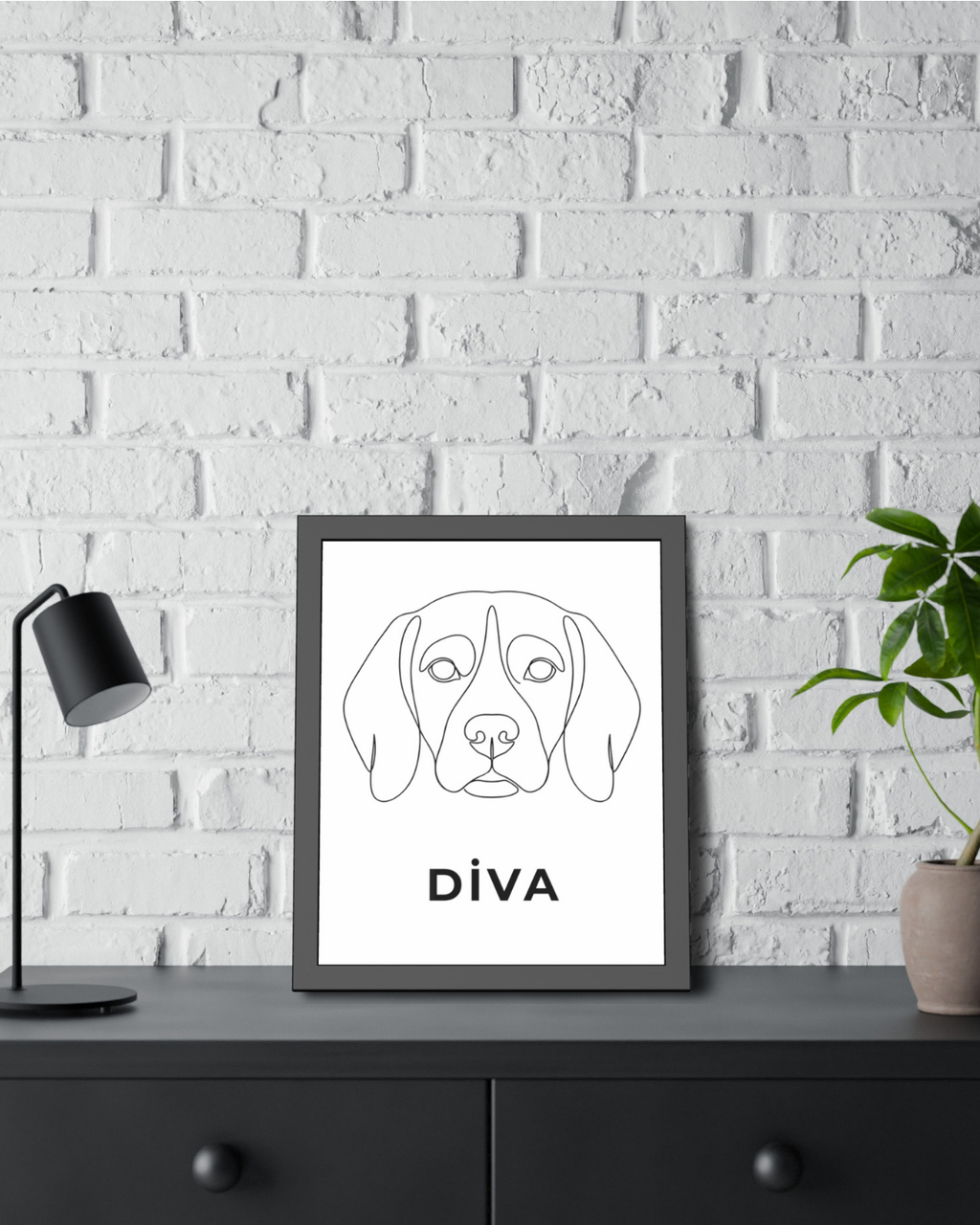 Kişiye Özel "Line Art" Temalı Evcil Hayvan Tasarımlı Tablo