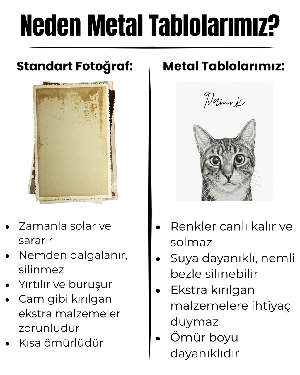 Kişiye Özel "Kara Kalem" Temalı Evcil Hayvan Tasarımlı Tablo