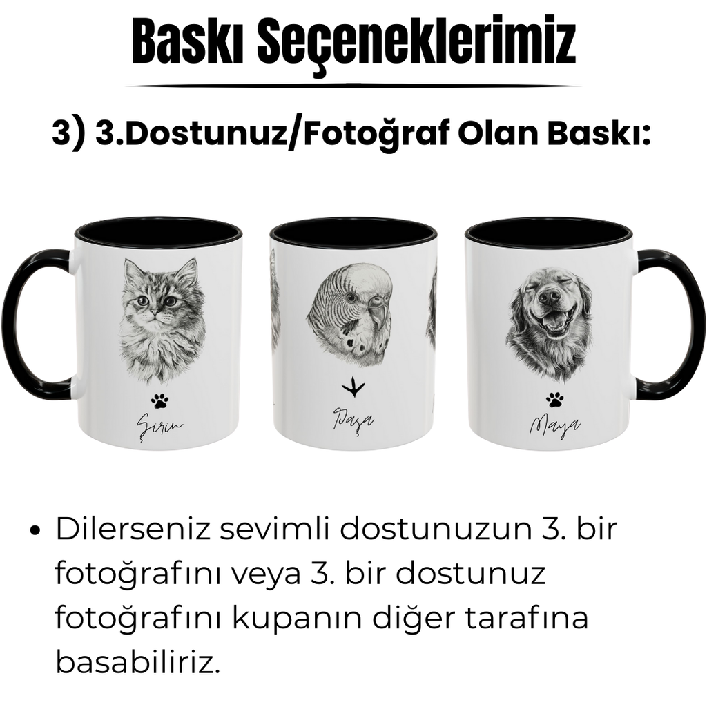 Kişiye Özel "Kara Kalem" Temalı Evcil Hayvan Tasarımlı Kupa