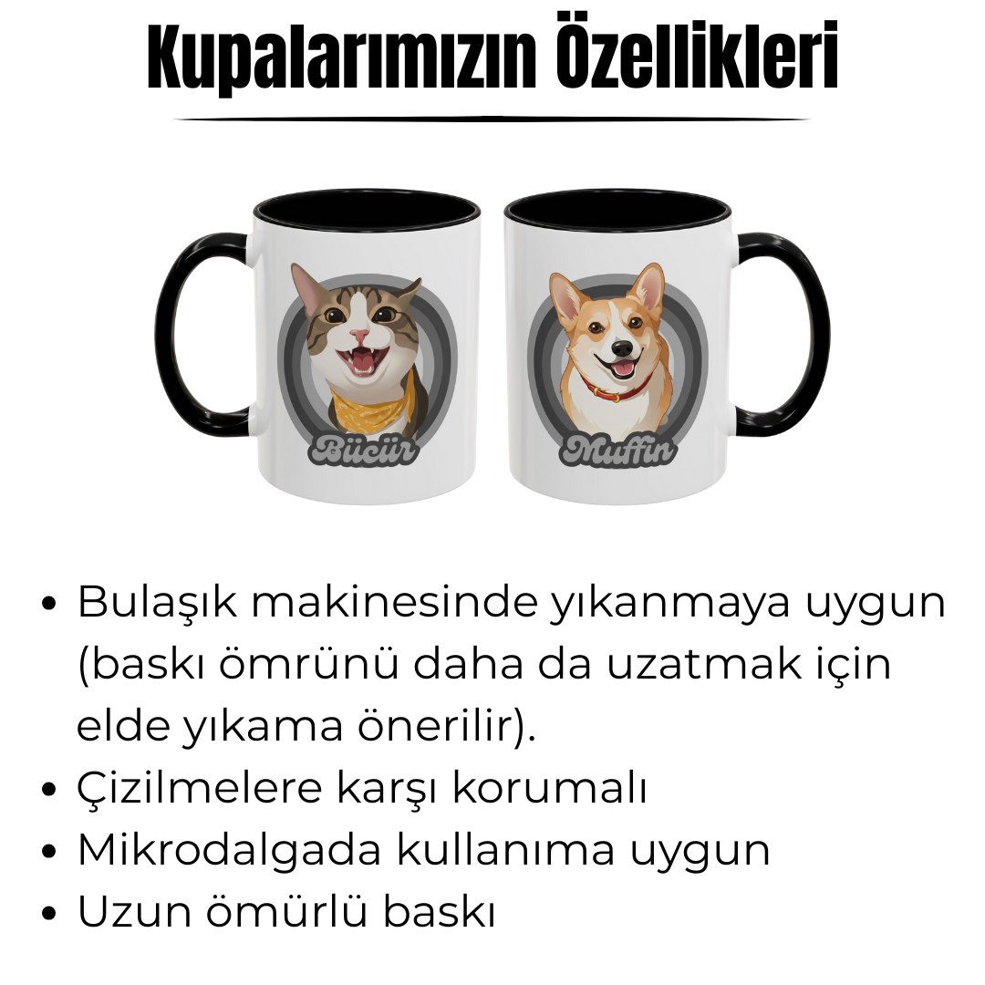 Kişiye Özel "Vintage Arma" Temalı Evcil Hayvan Tasarımlı Kupa